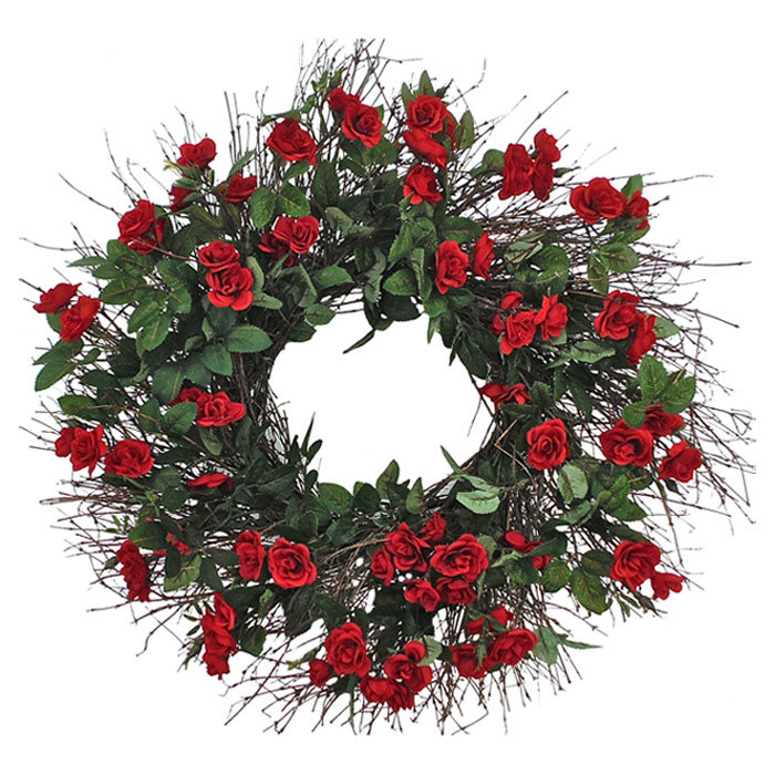 Dried Flowers and Wreaths LLC Preserved Faux Mini Red Roses Wreath